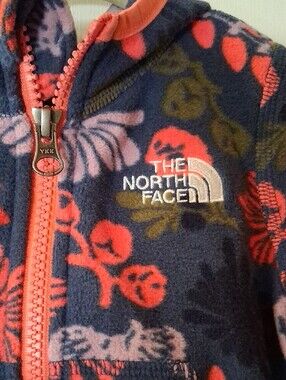 NWT The North Face Navy Floral Fleece Jacket with Coral Trim-Infant